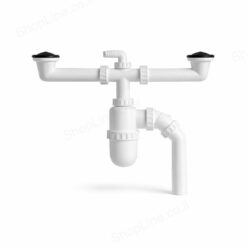 סיפון מספר 3 לכיור כפול קצר עם יציאה למדיח ליפסקי 116652 0413