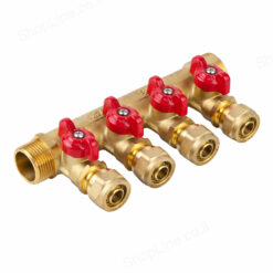 מחלק סיני לפקס "3/4 עם 4 יציאות וברזונים אדומים