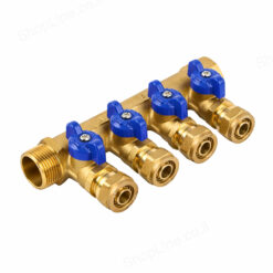 מחלק סיני לפקס "3/4 עם 3 יציאות וברזונים כחולים